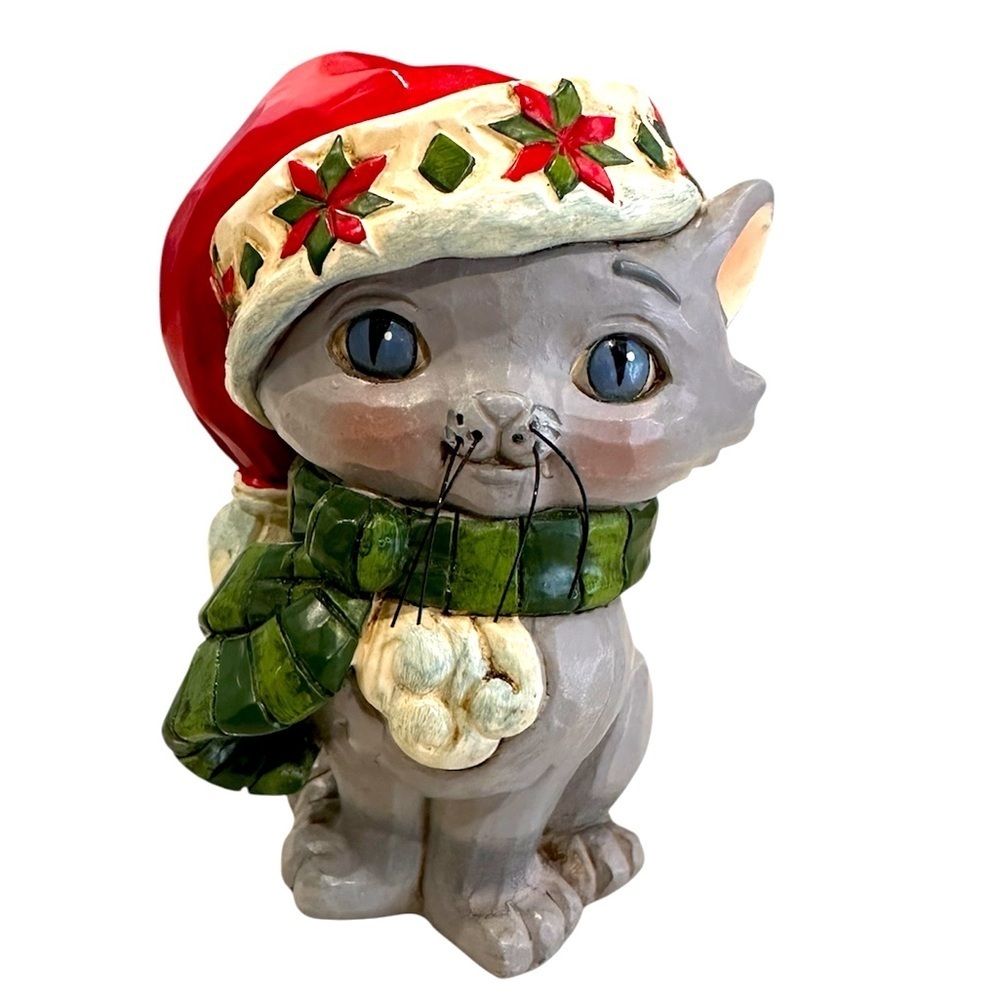 Jim Shore Carved Figurine Mini Christmas Kitten 2009 Enesco Collectible New Box